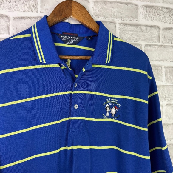 Polo Golf Ralph Lauren x US Open Pinehurst Royal Blue Striped Golf Polo Large - Picture 1 of 6